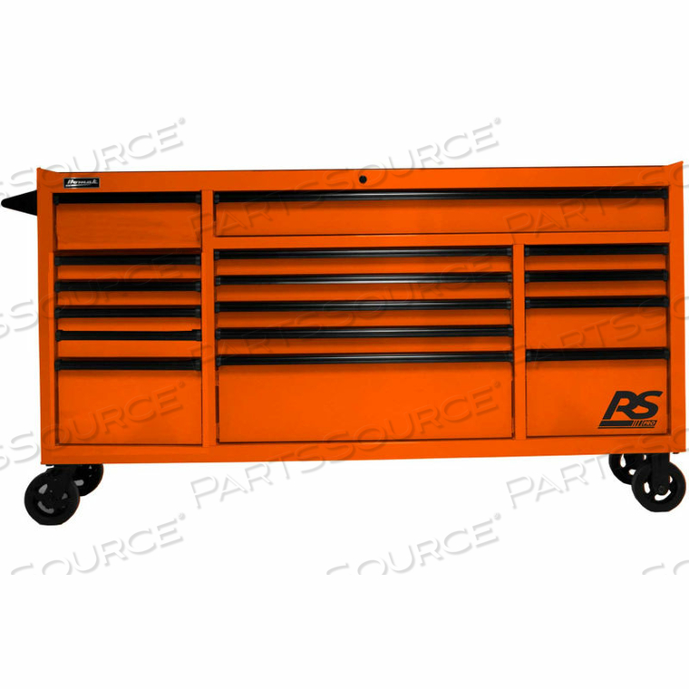 RS PRO SERIES 72"W X 24"D X 40-3/8"H 16 DRAWER ORANGE ROLLER TOOL CABINET by Homak Manufacturing