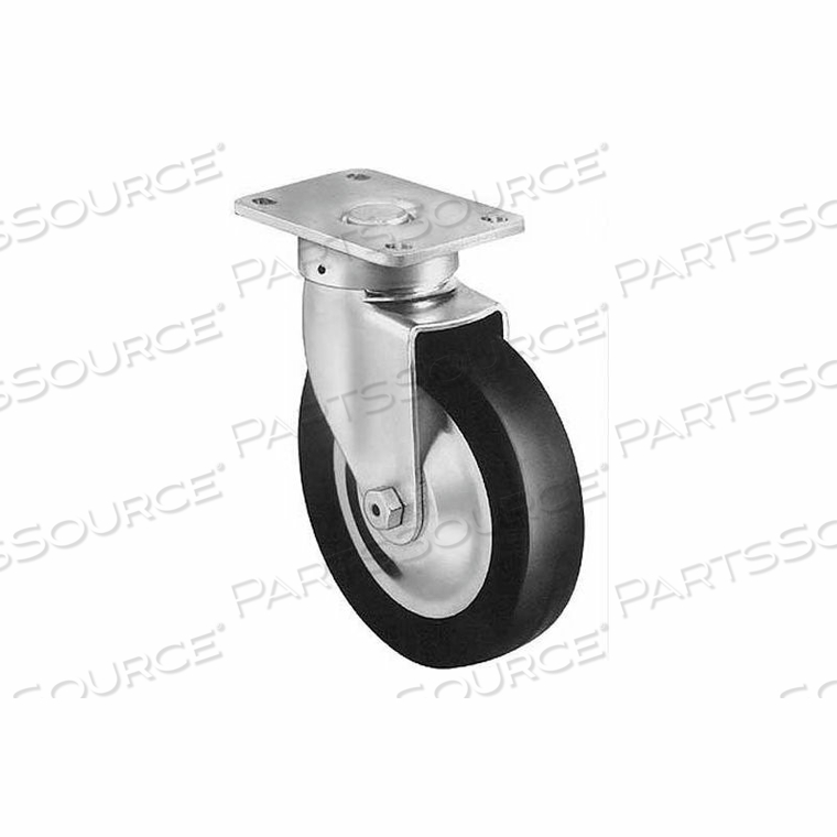 60 SERIES SWIVEL PLATE CASTER WITH BRAKE HARD RUBBER 3-1/2" DIA. 400 LB. CAP. 