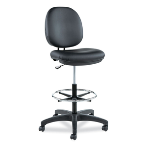 ALERA INTERVAL SERIES SWIVEL TASK STOOL, SUPPORTS UP TO 275 LB, 23.93" TO 34.53" SEAT HEIGHT, BLACK FAUX LEATHER by Alera