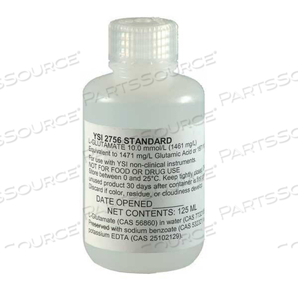 GLUTAMATE LINEARITY STANDARD SOLUTION, 10 MMOL/L CONTAINER, L-GLUTAMIC ACID, POTASSIUM EDTA, SODIUM BENZOATE, WATER, LIQUID, CLEAR, COLORLES by YSI Incorporated