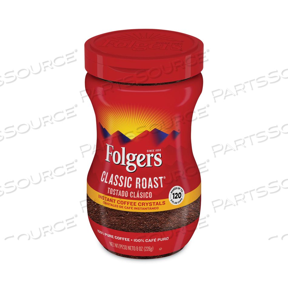 INSTANT COFFEE CRYSTALS, CLASSIC ROAST, 8 OZ JAR, MEDIUM by Folgers