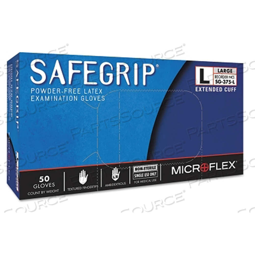 SAFEGRIP SG-375 EXAMINATION GLOVES, LARGE, NATURAL RUBBER LATEX, BLUE by Microflex