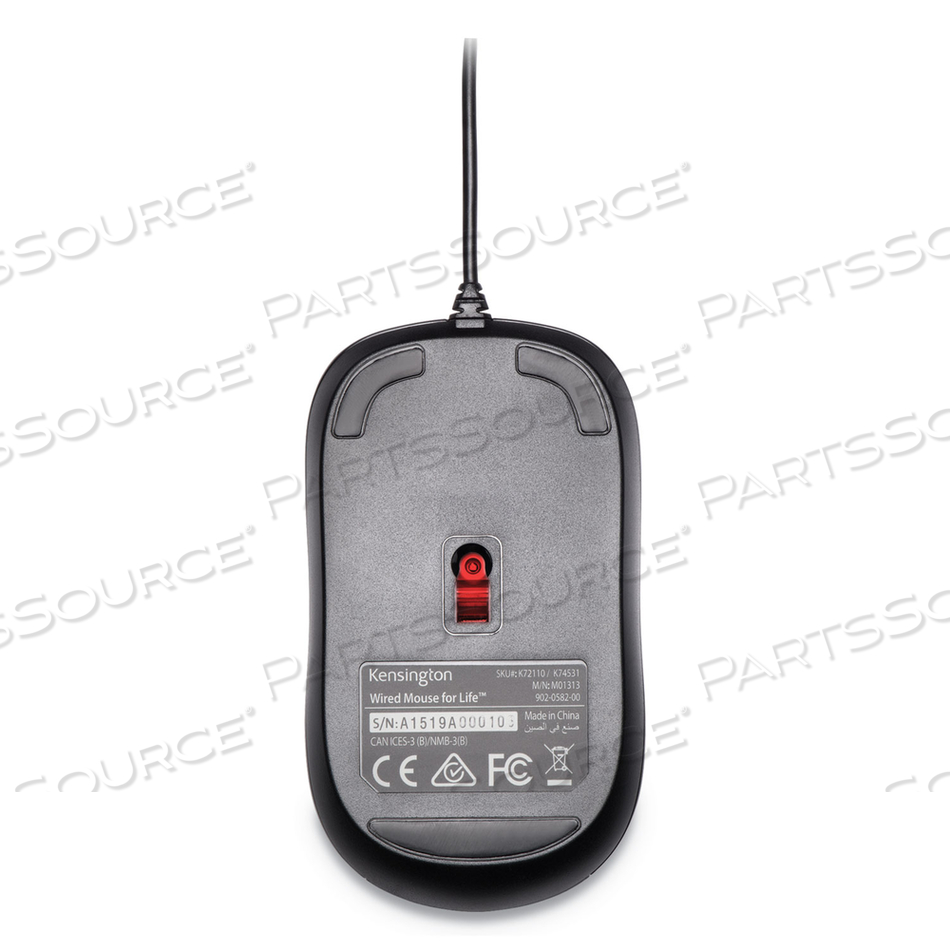WIRED USB MOUSE FOR LIFE, USB 2.0, LEFT/RIGHT HAND USE, BLACK by Kensington Computer Products