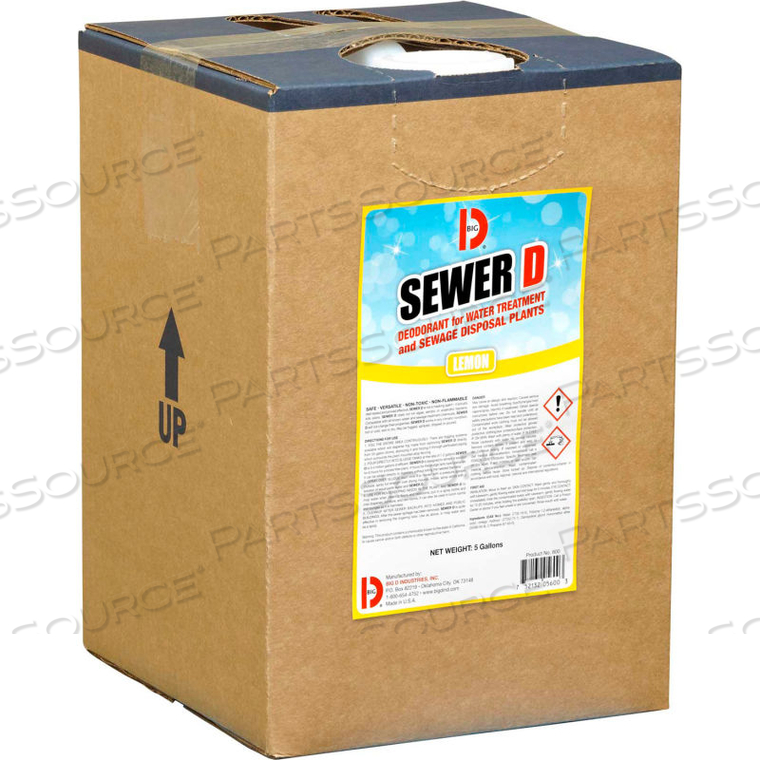 SEWER D DEODORANT FOR WATER TREATMENT AND SEWAGE DISPOSAL PLANTS, LEMON, 5 GALLON PAIL - 5600 by Big D