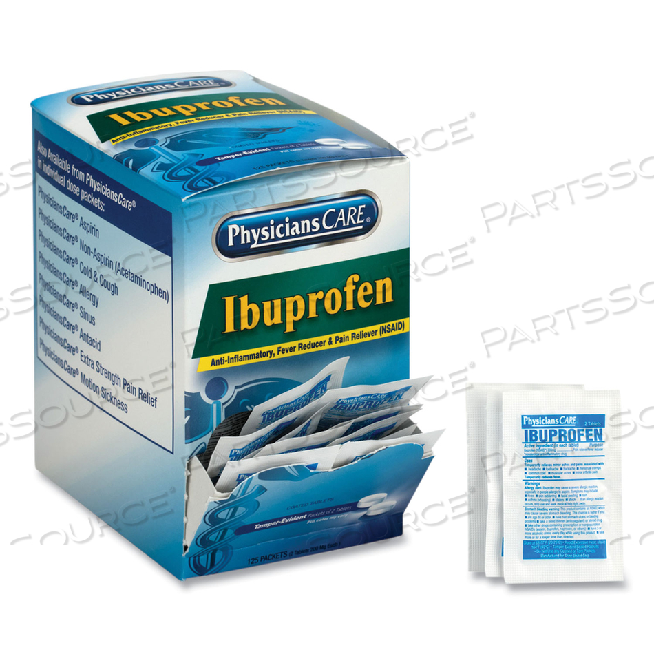 PHYSICIANSCARE IBUPROFEN TABLET, 200 MG, 2 PK/125 PK PER BOX by Physicianscare