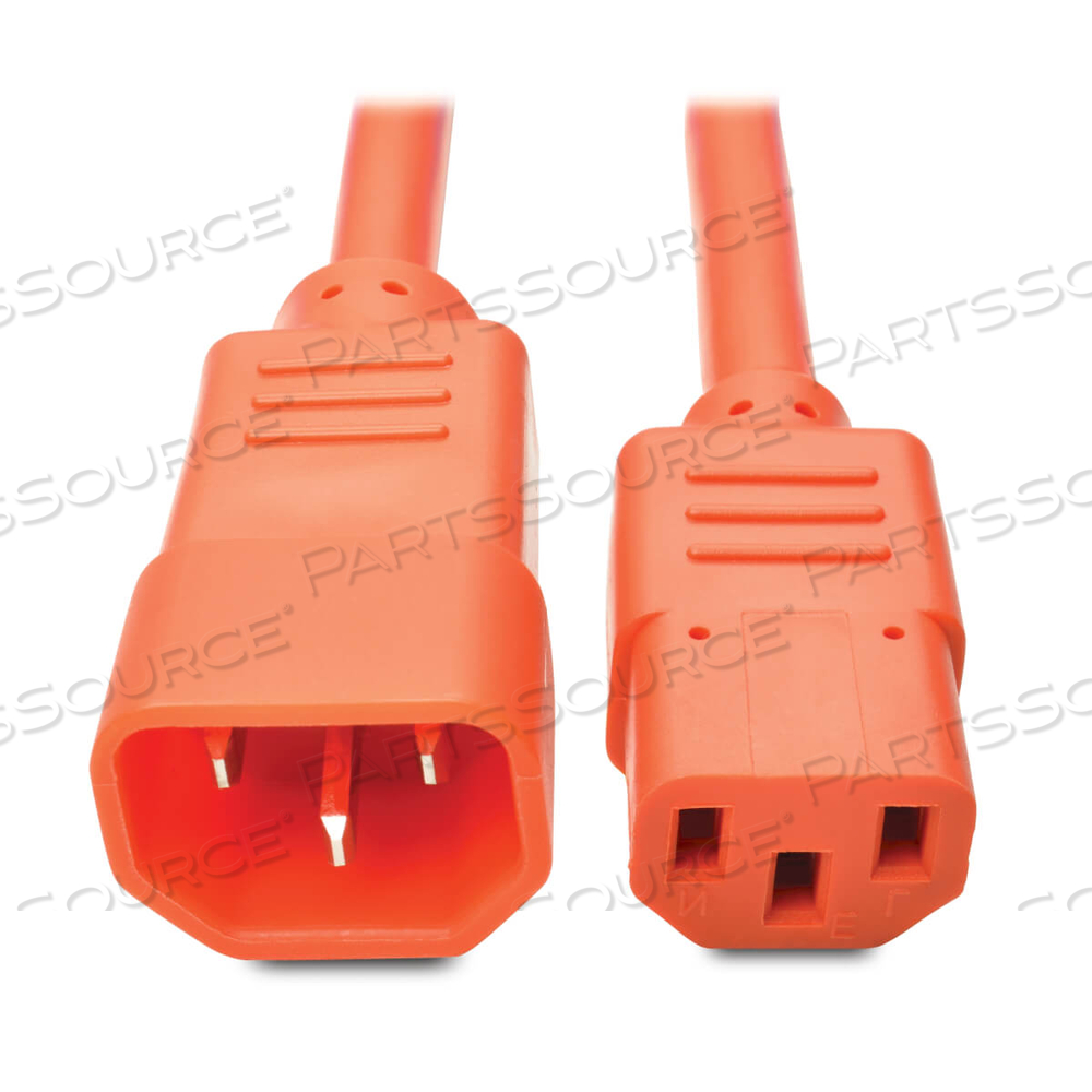 POWER CORD, 2 FT, 15 A, 250 V, 14 AWG, IEC 320-C14 TO IEC 320-C13, ORANGE by Tripp Lite