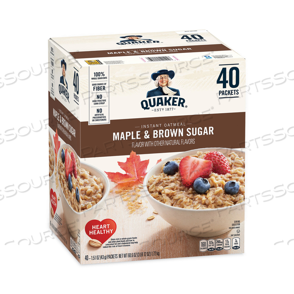 INSTANT OATMEAL, MAPLE AND BROWN SUGAR, 1.51 OZ PACKET, 40 COUNT BOX 