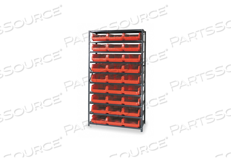 MSU-531 STEEL SHELVING WITH 27 MAGNUM GIANT HOPPER BINS RED, 18X42X75 by Quantum Storage Systems MSU-531 STEEL SHELVING WITH 27 MAGNUM GIANT HOPPER BINS RED, 18X42X75 by Quantum Storage Systems