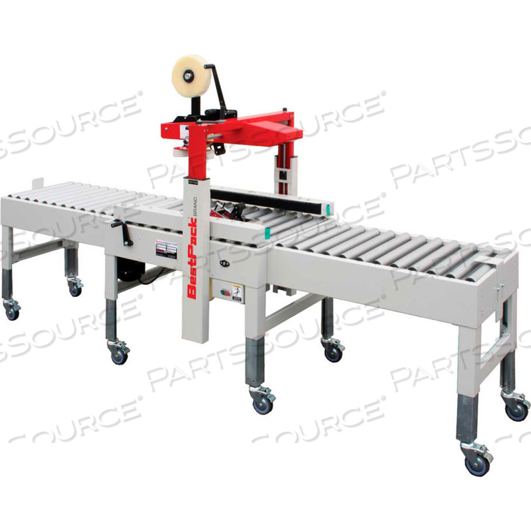 BESTPACK MSD22 COMPLETE SYSTEM W/ 2" HEAD, CONVEYORS, LEGS, BOX STABILIZER, STOPPER & CASTERS by Preferred Plastics & Packaging Co., Inc.