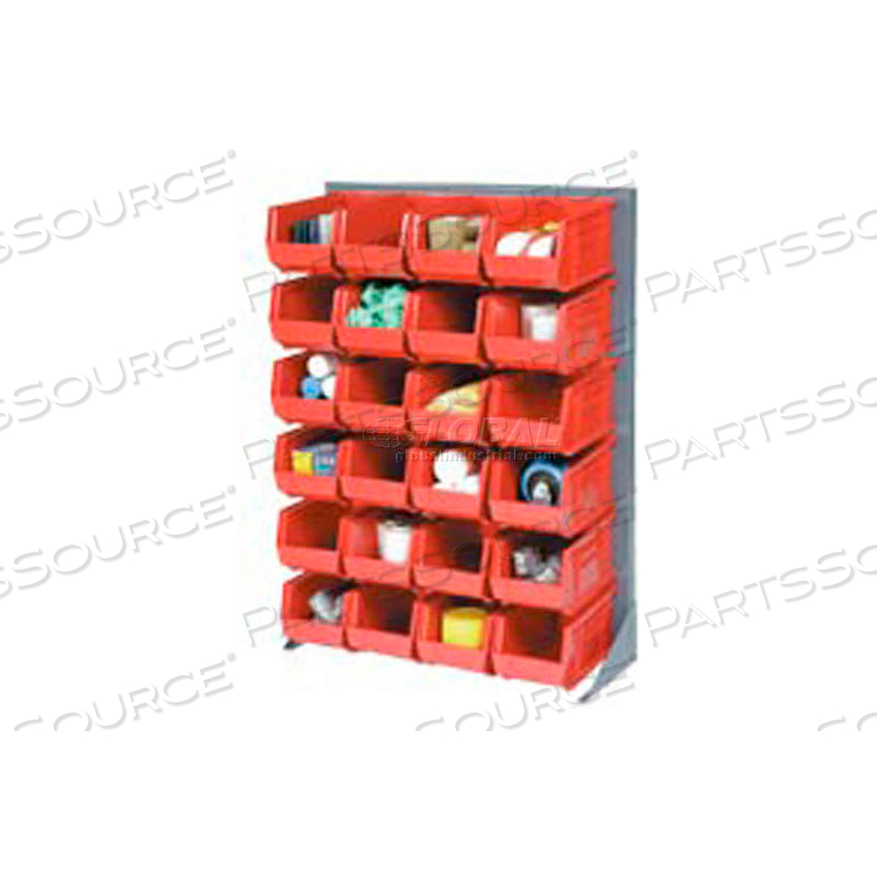 SINGLED SIDED LOUVERED BIN RACK 35 X 15 X 50 - 24 RED PREMIUM STACKING BINS by Approved Vendor SINGLED SIDED LOUVERED BIN RACK 35 X 15 X 50 - 24 RED PREMIUM STACKING BINS by Approved Vendor