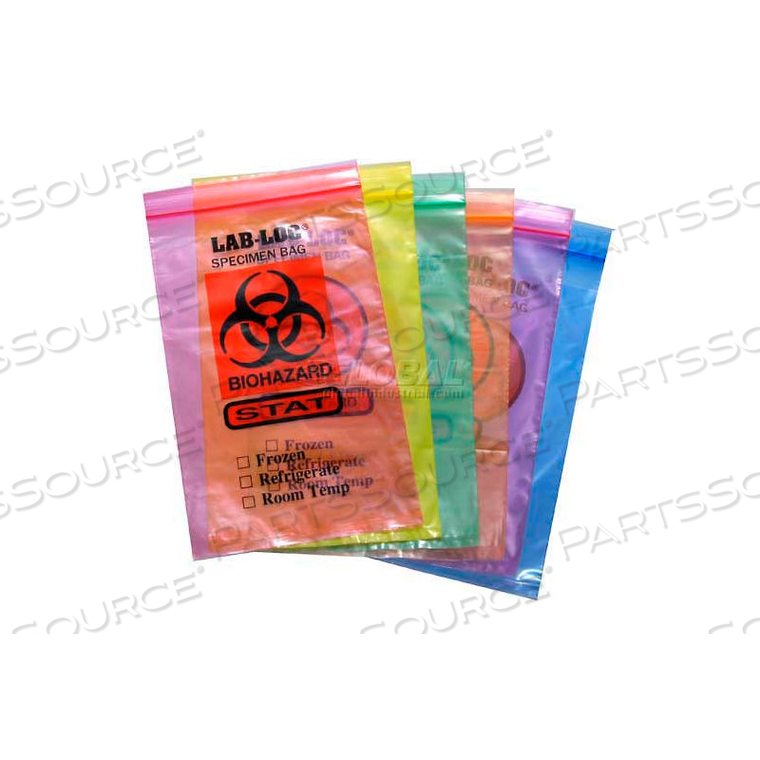 RECLOSABLE 2-WALL SPECIMEN TRANSFER BAG (BIOHAZARD), 12" X 15", BLUE TINT, PKG QTY 1000 by Elkay Plastics