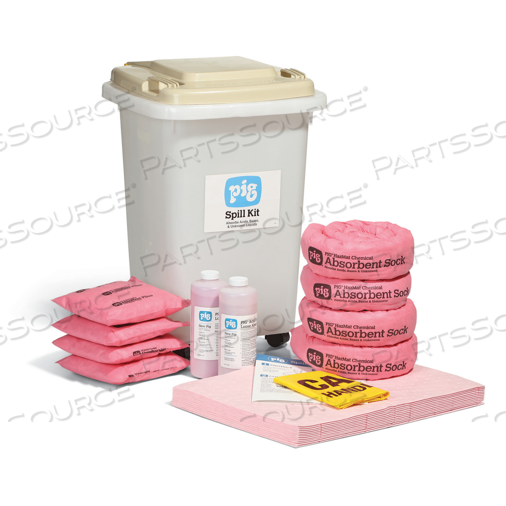 PIG HAZMAT SPILL KIT IN SEE-THRU CONTAINER WITH NEUTRALIZER by New Pig Corporation