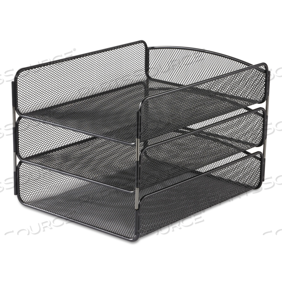 ONYX DESK TRAY, 3 SECTIONS, LETTER SIZE FILES, 9.25" X 11.75" X 8", BLACK by Safco