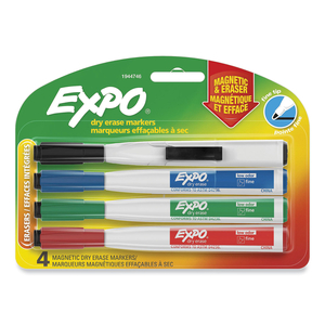 MAGNETIC DRY ERASE MARKER, FINE BULLET TIP, ASSORTED COLORS, 4/PACK by Expo