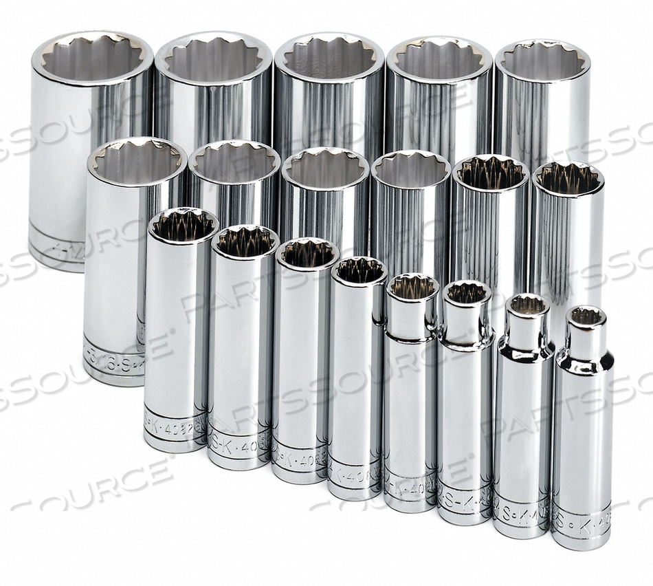 SOCKET SET SAE 1/2 IN DR 19 PC by SK Professional Tools