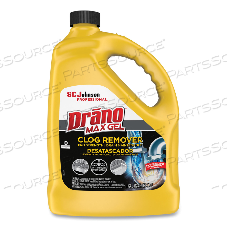 MAX GEL CLOG REMOVER, BLEACH SCENT, 128 OZ BOTTLE by Drano