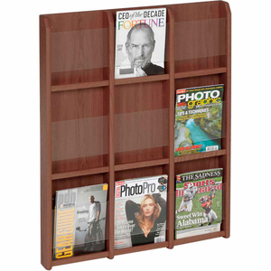 9 MAGAZINE/18 BROCHURE OAK & ACRYLIC WALL DISPLAY - MAHOGANY by Wooden Mallet 9 MAGAZINE/18 BROCHURE OAK & ACRYLIC WALL DISPLAY - MAHOGANY by Wooden Mallet