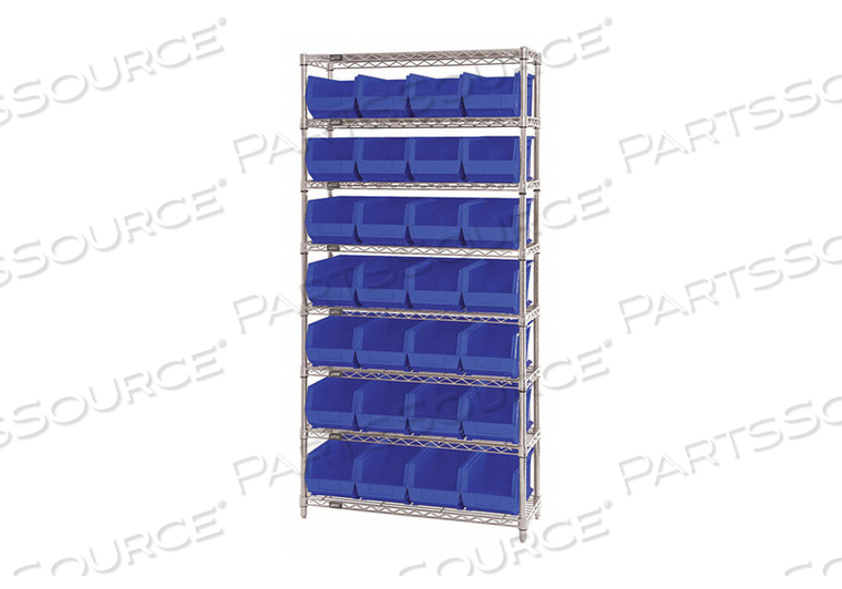 G7066 BIN SHELVING 74 OVERALL H 28 BINS BLUE by Quantum Storage Systems G7066 BIN SHELVING 74 OVERALL H 28 BINS BLUE by Quantum Storage Systems