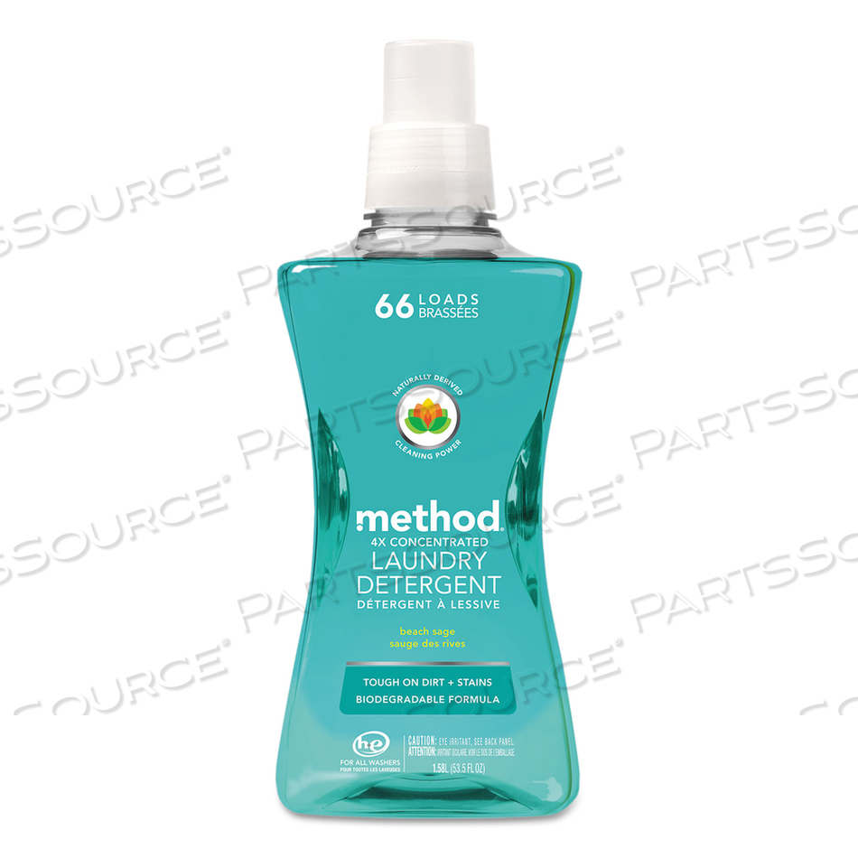 4X CONCENTRATED LAUNDRY DETERGENT, BEACH SAGE, 53.5 OZ BOTTLE by Method