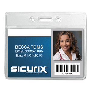 SICURIX BADGE HOLDER, HORIZONTAL, 2.13 X 3.38, CLEAR, 12/PACK by Sicurix