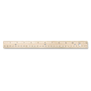 THREE-HOLE PUNCHED WOOD RULER ENGLISH AND METRIC WITH METAL EDGE, 12" LONG by Westcott