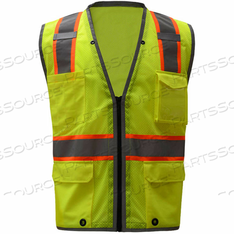 1701, CLASS 2 HEAVY DUTY SAFETY VEST, LIME, 4XL by GSS Safety LLC 1701, CLASS 2 HEAVY DUTY SAFETY VEST, LIME, 4XL by GSS Safety LLC