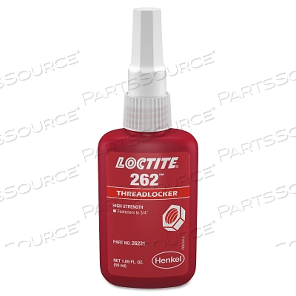 262 THREADLOCKER, MEDIUM TO HIGH STRENGTH, 50 ML, UP TO 3/4 IN THREAD, RED by Loctite Brand 262 THREADLOCKER, MEDIUM TO HIGH STRENGTH, 50 ML, UP TO 3/4 IN THREAD, RED by Loctite Brand