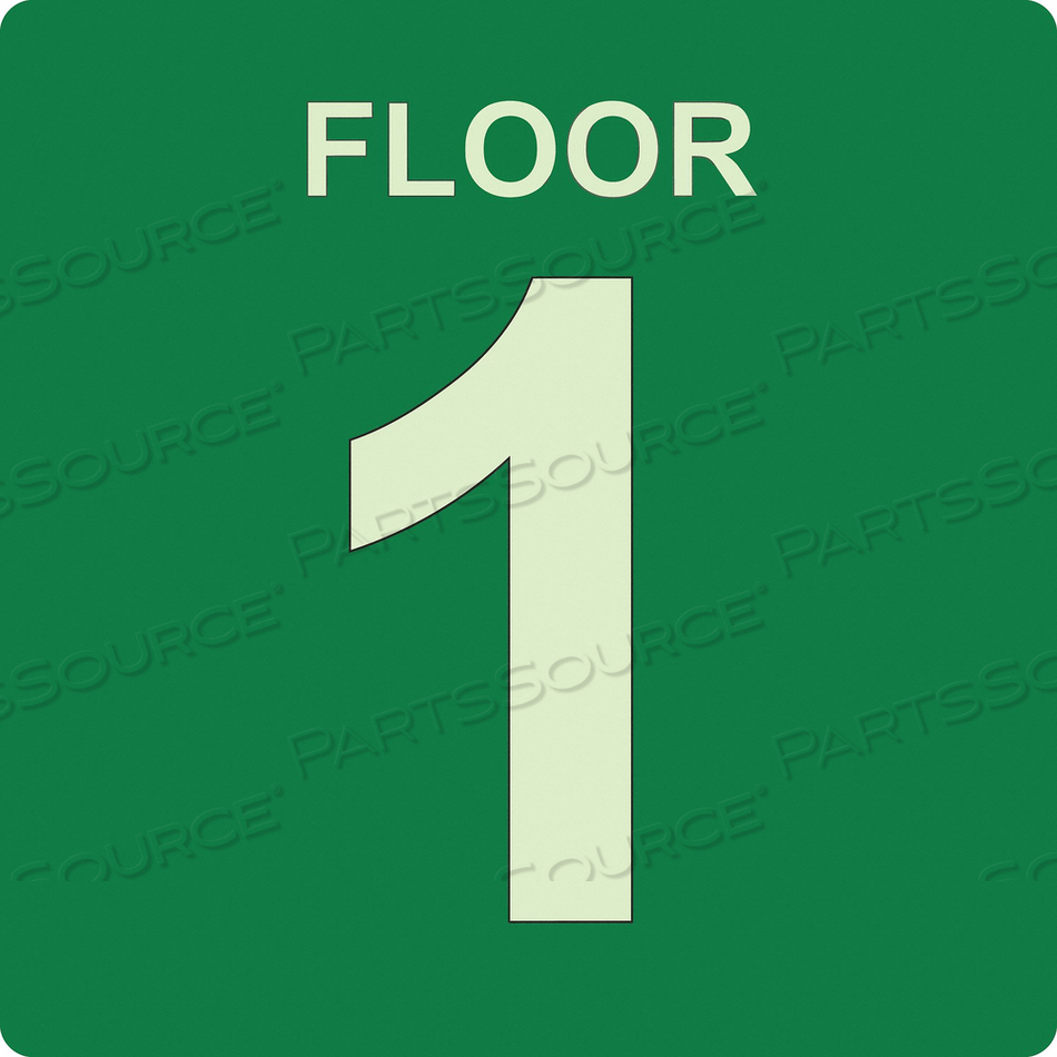 SIGN FLOOR 1 GREEN ENGLISH PVC by Ability One
