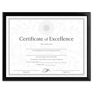 VALUE U-CHANNEL DOCUMENT FRAME WITH CERTIFICATE, 8.5 X 11, BLACK by DAX