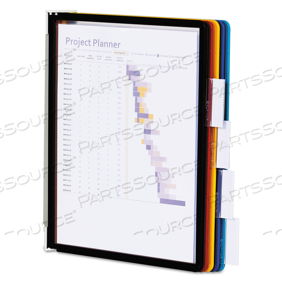 VARIO MAGNETIC WALL REFERENCE SYSTEM, 5 PANELS, 10 POCKETS, ASSORTED BORDERS by Durable