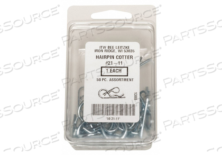 PIN ASSORTMENT,50 PCS,5 SIZES, BRIDGE, INCH, STAINLESS STEEL, UNGRADED, ZINC PLATED, 50 PIECES by ITW