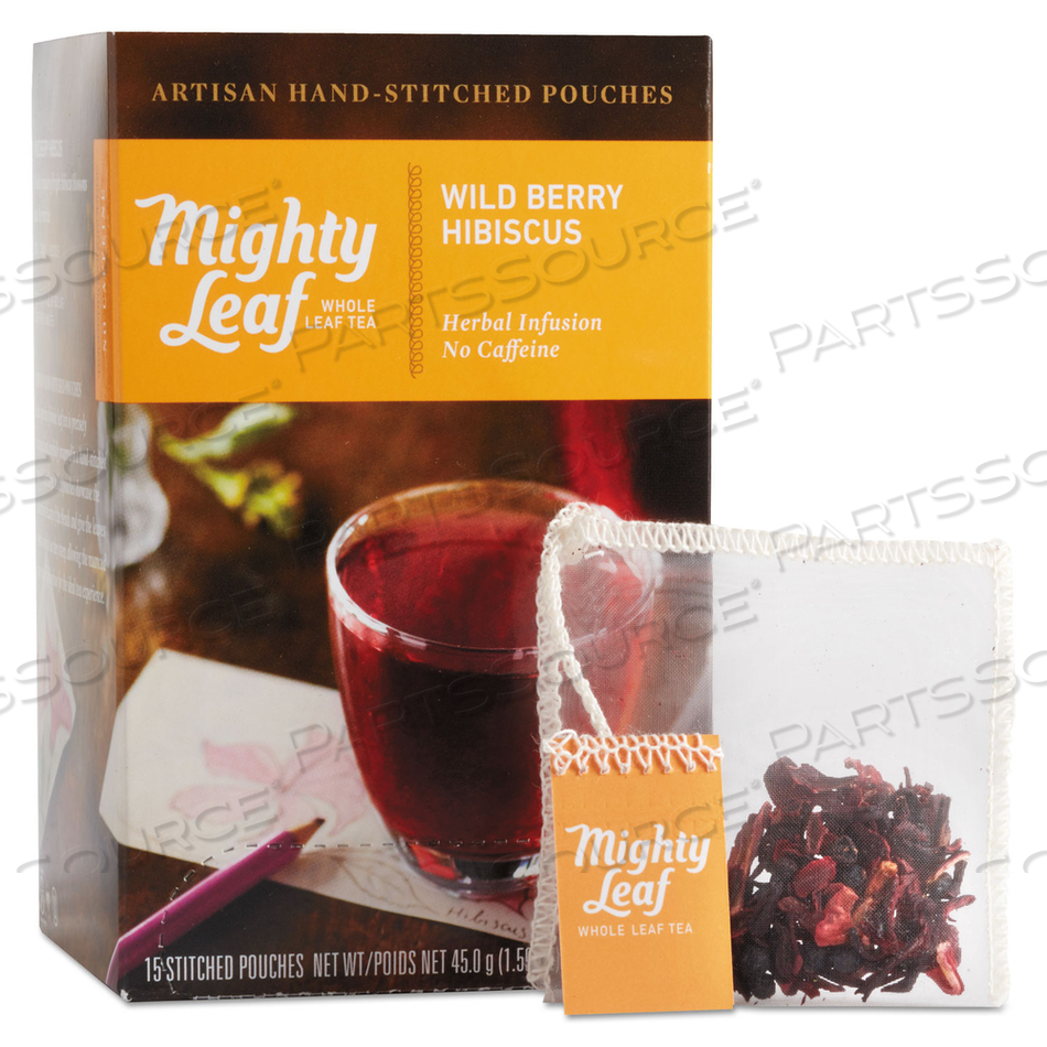 WHOLE LEAF TEA POUCHES, WILD BERRY HIBISCUS by Mighty Leaf Tea