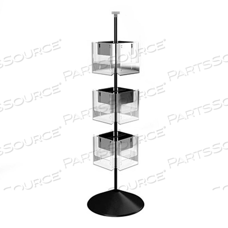 ROTATING LITERATURE DISPLAY W/ 12 CLEAR POCKETS & ROUND BASE, BLACK by Vulcan Industries