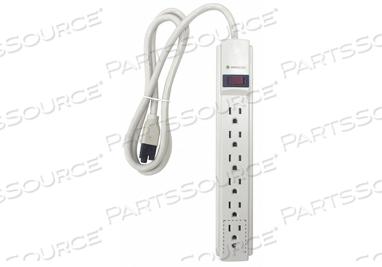 SURGE PROTECTOR OUTLET STRIP, TOTAL NUMBER OF OUTLETS 6, COLOR WHITE, CORD LENGTH 4 FT, COMMUNICATION PORT NONE, RATED JOULES 1,050, APPLICA by Power First SURGE PROTECTOR OUTLET STRIP, TOTAL NUMBER OF OUTLETS 6, COLOR WHITE, CORD LENGTH 4 FT, COMMUNICATION PORT NONE, RATED JOULES 1,050, APPLICA by Power First