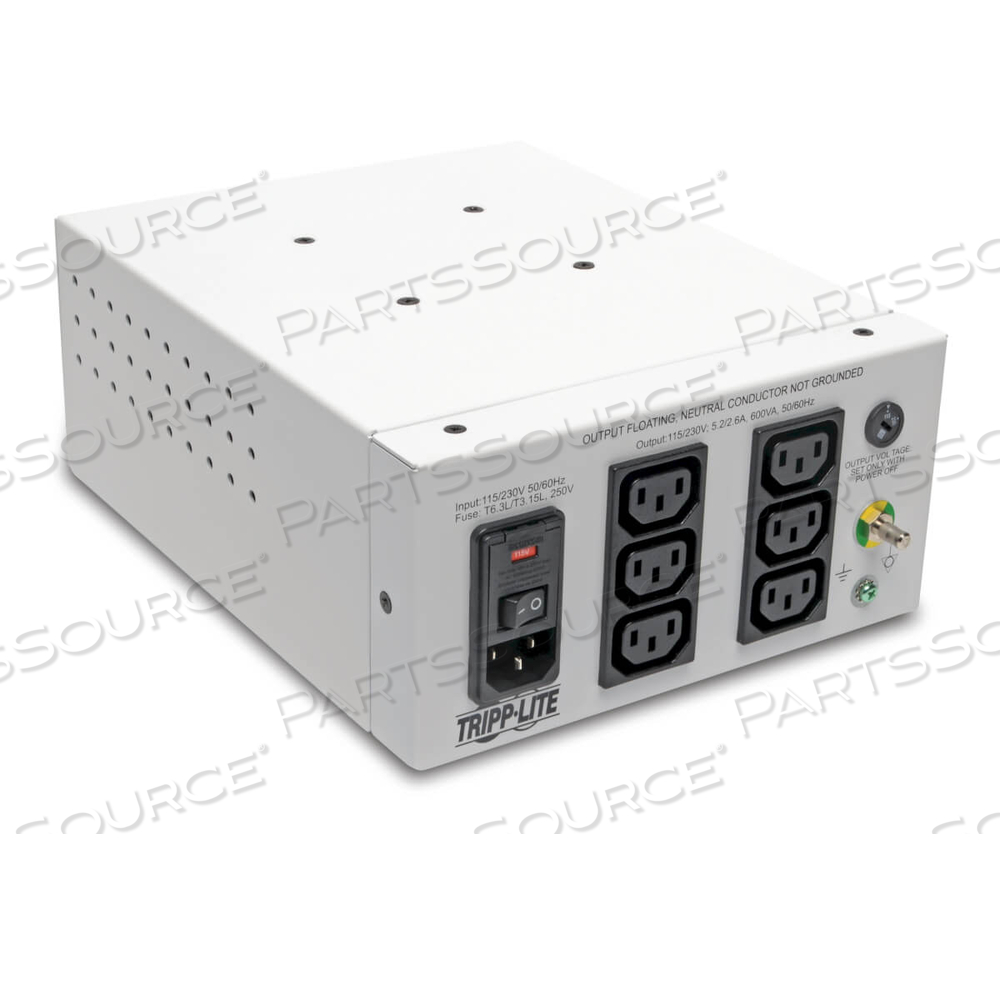 115/230V 600W C14 - C13 DUAL VOLTAGE HOSPITAL GRADE ISOLATION TRANSFORMER - WHITE by Tripp Lite 115/230V 600W C14 - C13 DUAL VOLTAGE HOSPITAL GRADE ISOLATION TRANSFORMER - WHITE by Tripp Lite