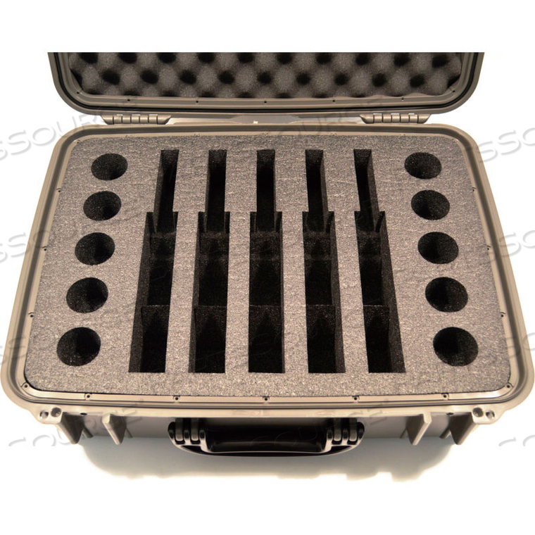 PISTOL CASE WATERTIGHT, 5 REVOLVER CAPACITY, 20-1/8"X15-1/2"X7-5/8" GRAY by Quick Fire Cases