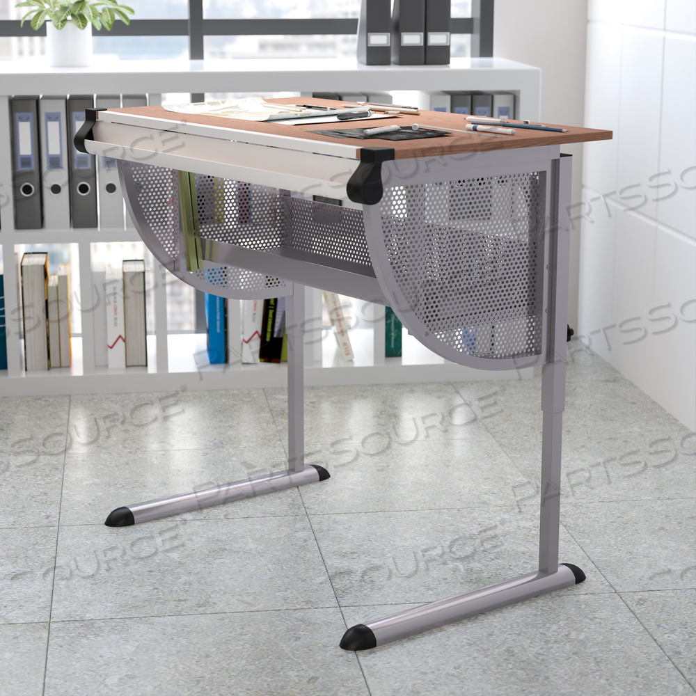 BERKLEY ADJUSTABLE DRAWING AND DRAFTING TABLE WITH PEWTER FRAME by Flash Furniture