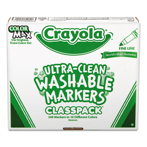 ULTRA-CLEAN WASHABLE MARKER CLASSPACK, FINE BULLET TIP, 10 ASSORTED COLORS, 200/PACK by Crayola