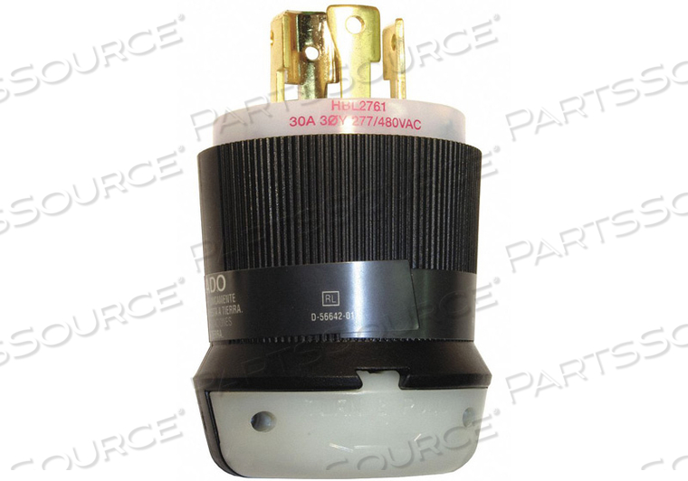 PLUG 277/480VAC 30A L19-30P 4P 4W 3PH by Hubbell Incorporated, Wiring Device-Kellums PLUG 277/480VAC 30A L19-30P 4P 4W 3PH by Hubbell Incorporated, Wiring Device-Kellums