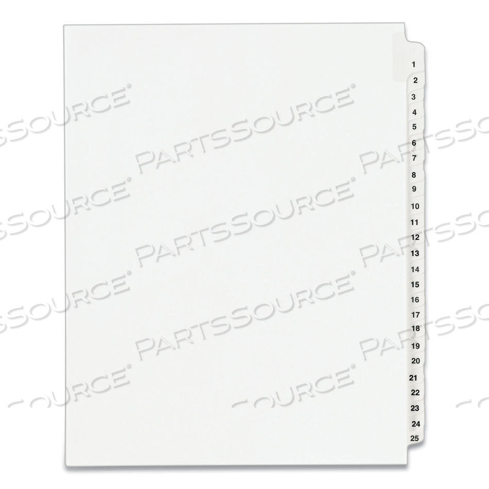 PREPRINTED LEGAL EXHIBIT SIDE TAB INDEX DIVIDERS, AVERY STYLE, 25-TAB, 1 TO 25, 11 X 8.5, WHITE, 1 SET, (1330) by Avery