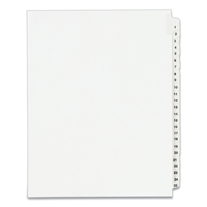 PREPRINTED LEGAL EXHIBIT SIDE TAB INDEX DIVIDERS, AVERY STYLE, 25-TAB, 1 TO 25, 11 X 8.5, WHITE, 1 SET, (1330) by Avery