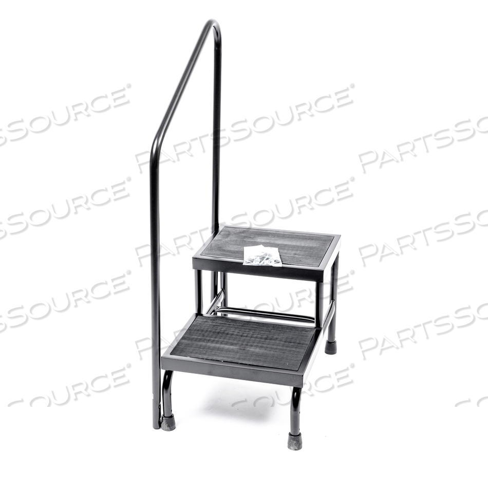 TWO-STEP STOOL WITH HAND RAIL - BLACK 