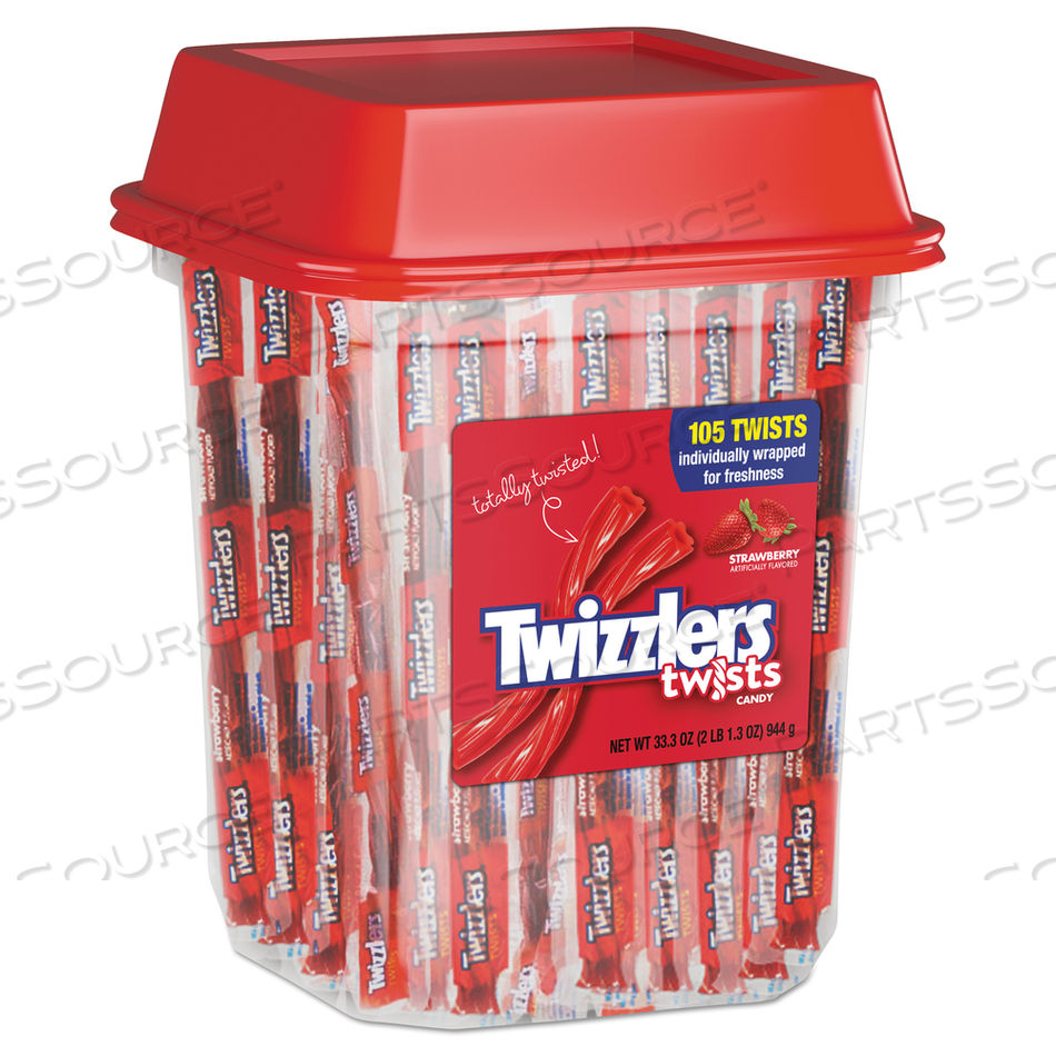 STRAWBERRY TWIZZLERS LICORICE, INDIVIDUALLY WRAPPED, 2LB TUB 