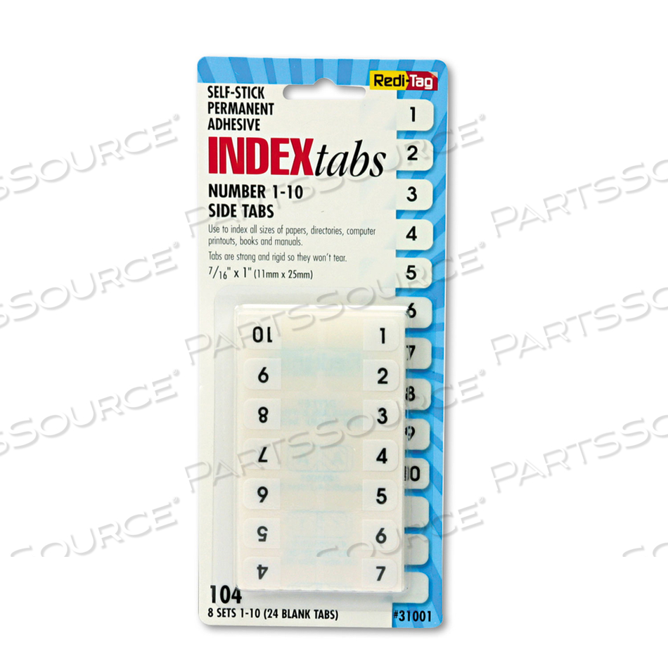 LEGAL INDEX TABS, PREPRINTED NUMERIC: 1 TO 10, 1/12-CUT, WHITE, 0.44" WIDE by Redi-Tag LEGAL INDEX TABS, PREPRINTED NUMERIC: 1 TO 10, 1/12-CUT, WHITE, 0.44" WIDE by Redi-Tag