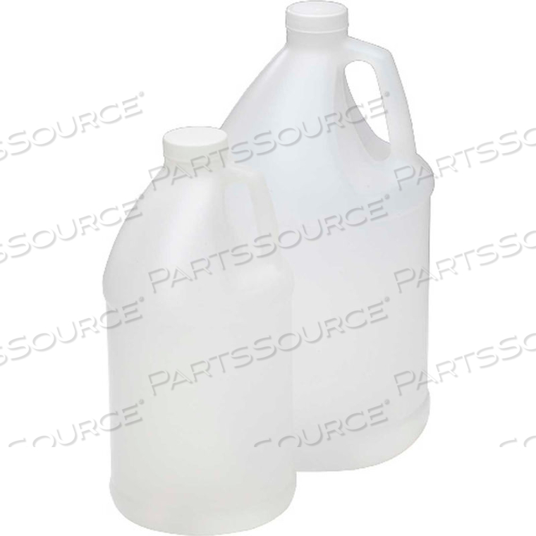 128OZ NATURAL HDPE HANDLED ROUND JUG WITH 38-400 BLACK PHENOLIC CAP, CASE OF 60 