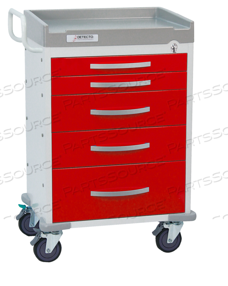 RESCUE SERIES ER MEDICAL CART WITH 5 RED DRAWERS, 2200 LB by Detecto Scale / Cardinal Scale