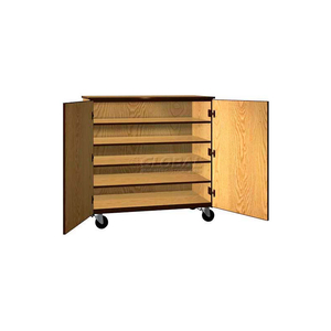 TOTE TRAY MOBILE WOOD CABINET, SOLID DOOR, 48"W X 22-1/4"D X 42"H, MAPLE/BLACK by Ironwood Manufacturing Inc