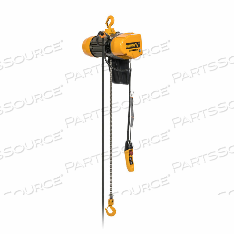 SEQ 1/2 TON, DUAL SPEED, ELECTRIC CHAIN HOIST, 20' LIFT, 25/4.2 FPM, 115V by Harrington