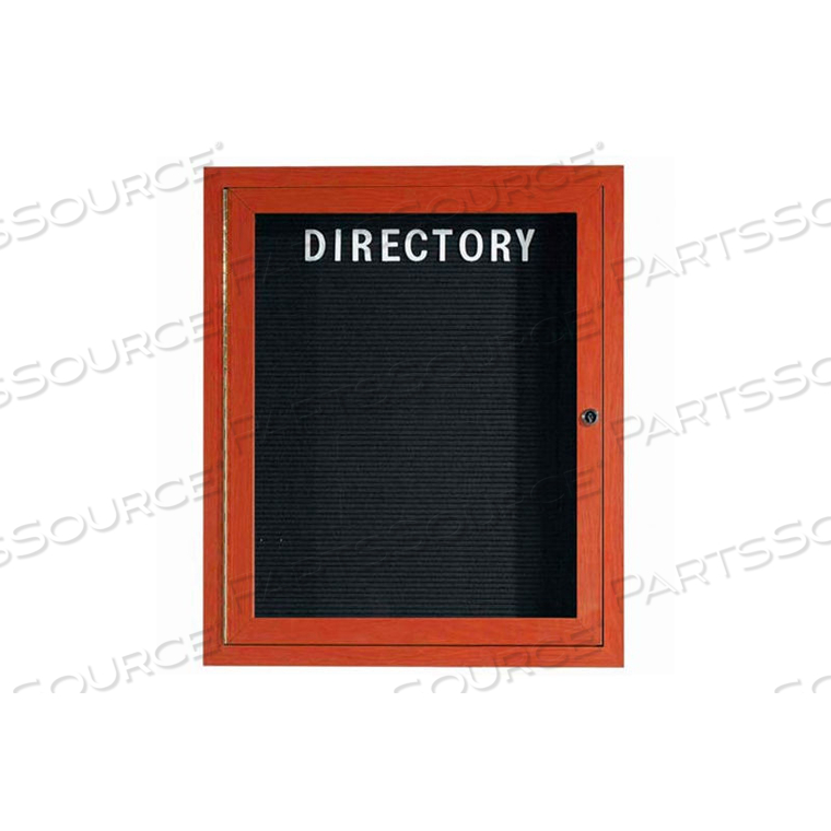 1 DOOR ALUMINUM FRAME WOOD LOOK, CHERRY ENCLOSED LETTER BOARD - 30"W X 36"H 