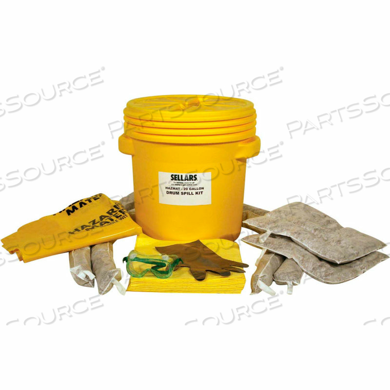 EVERSOAK HAZMAT 20 GALLON DRUM SPILL KIT, 22 GALLON CAPACITY, 1 SPILL KIT/CASE 